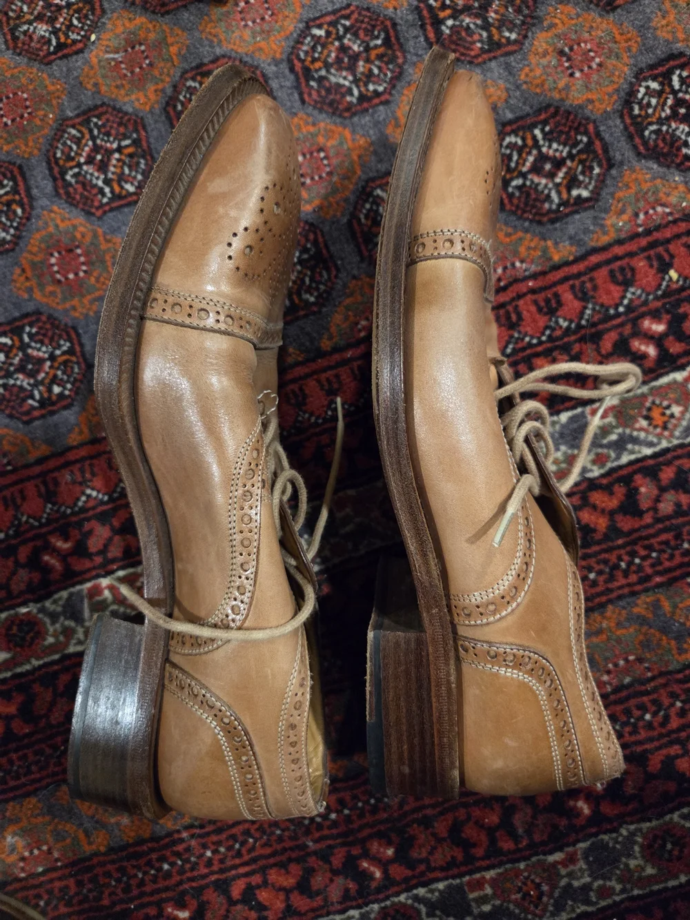 Bruno Magli Tan Leather Brogue Oxfords